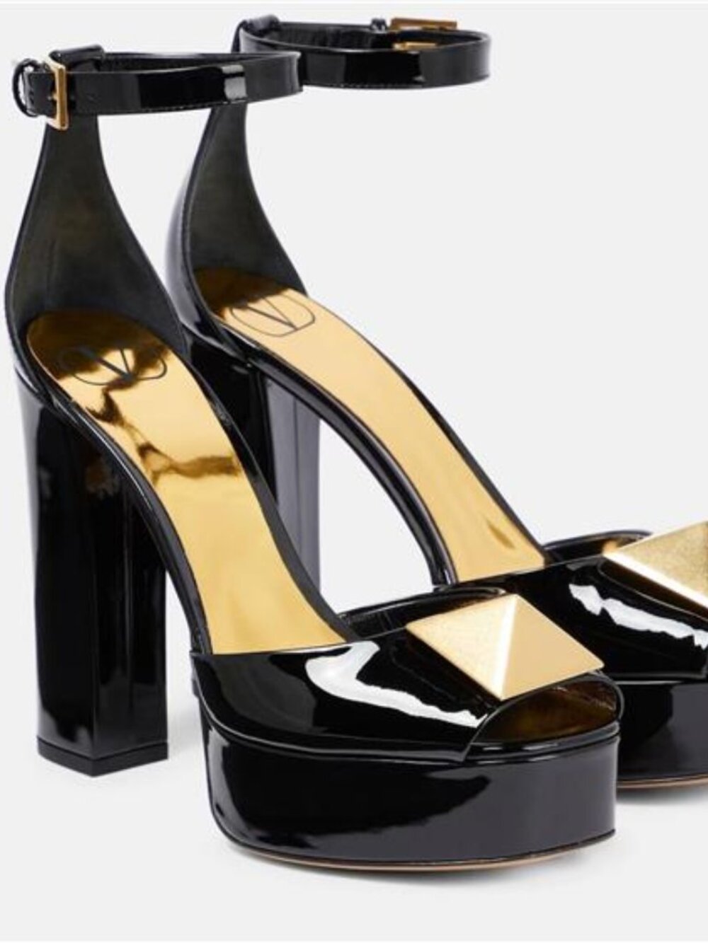 Valentino One Maxi Stud Rockstud Patent Platform Sandals Heels Shoes